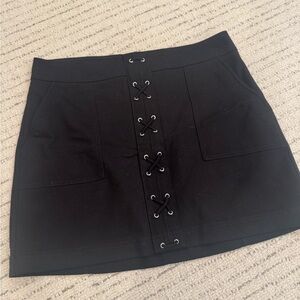 Express Black Lace-Up Mini Skirt
